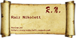 Raiz Nikolett névjegykártya